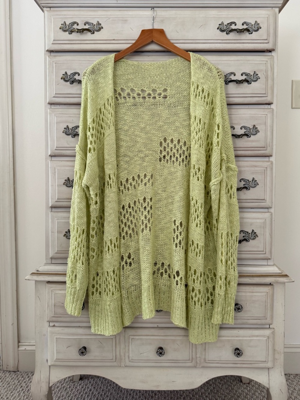 Vici Lime Green Boho Beach Knit Cardigan